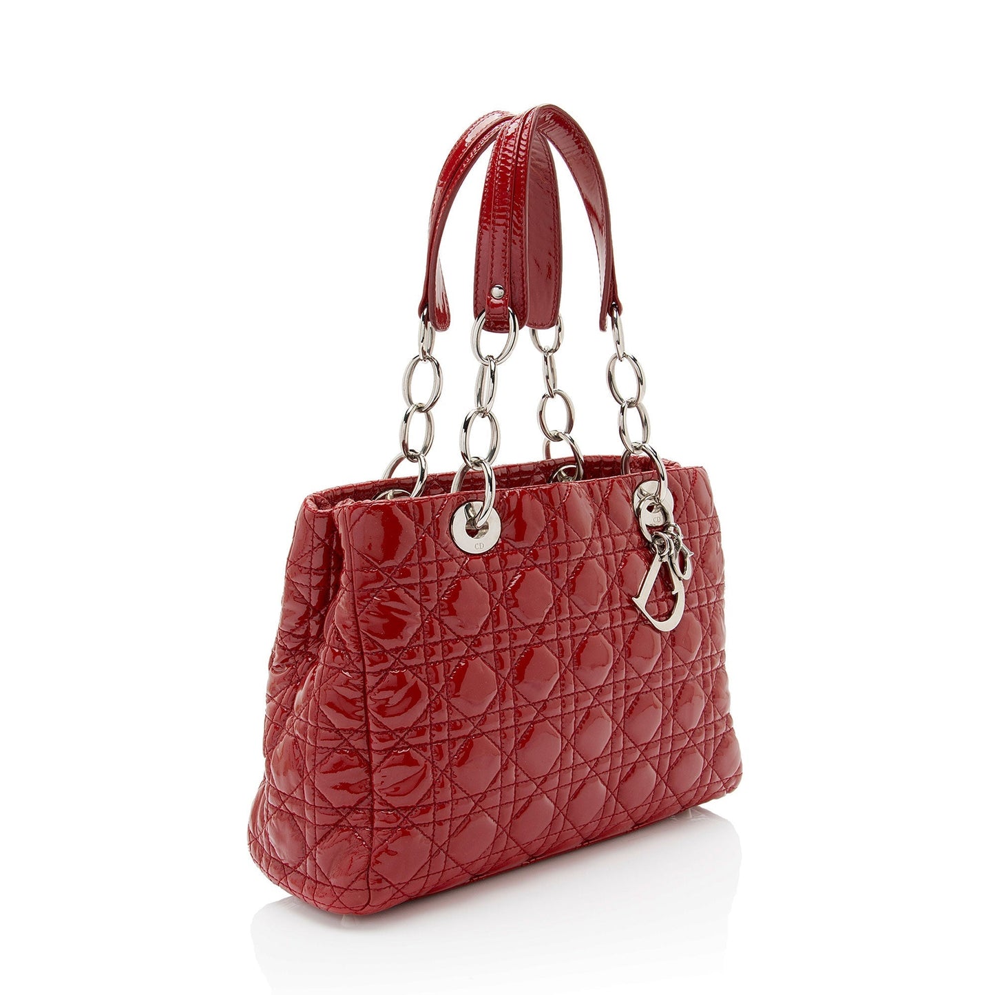 Dior Patent Leather Soft Cannage Dior Small Shopping Tote (SHF-vm0Byx)