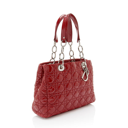 Dior Patent Leather Soft Cannage Dior Small Shopping Tote (SHF-vm0Byx)