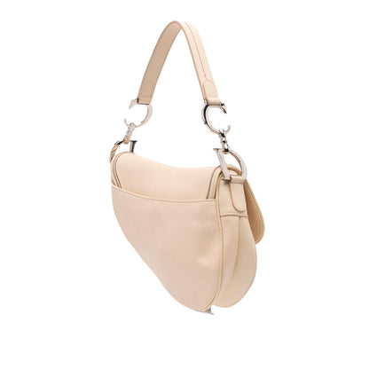Dior Woven Trim Grained Calfskin Saddle Bag