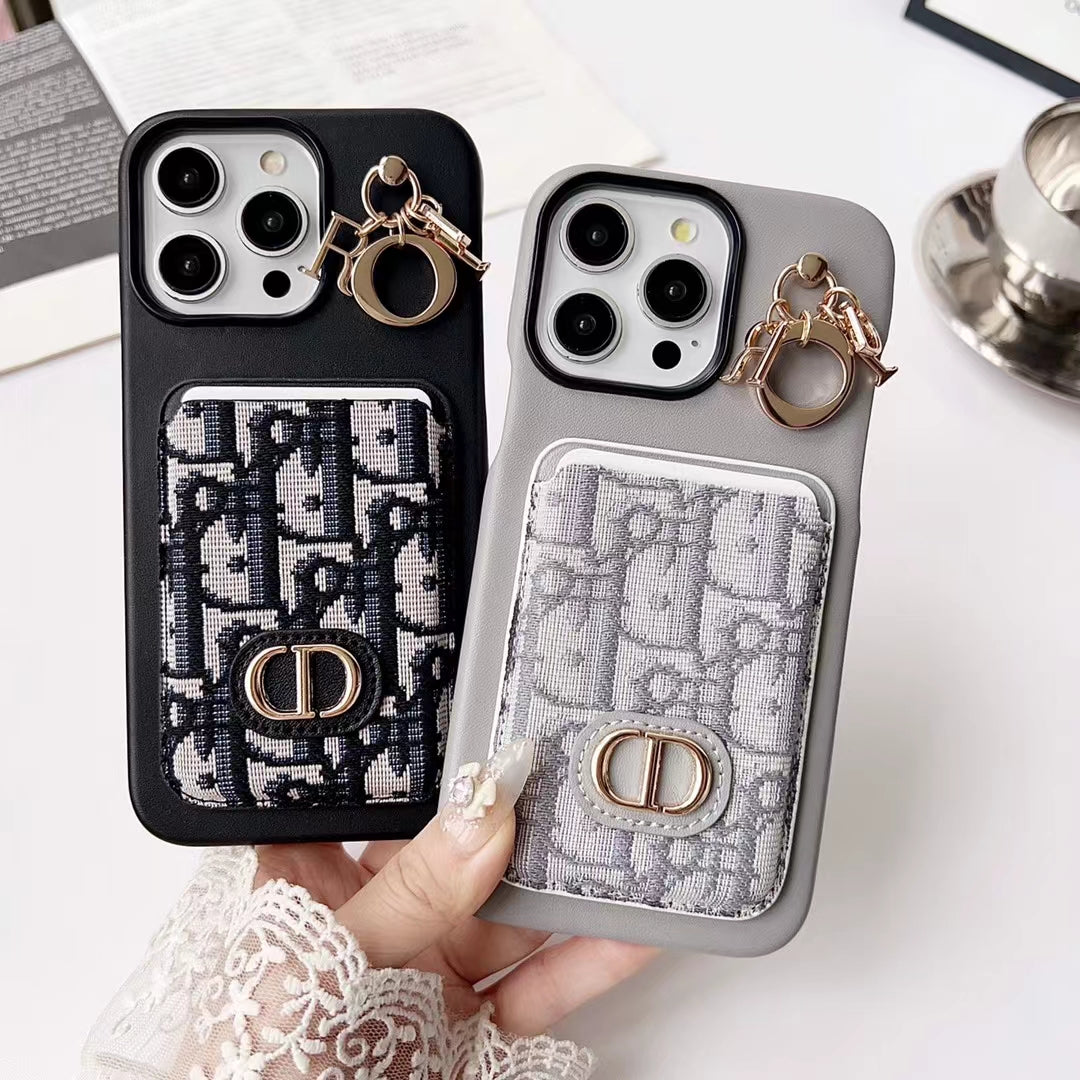 Christian Dior iPhone Case Card Slot for 12 13 14 15 Pro Max Plus