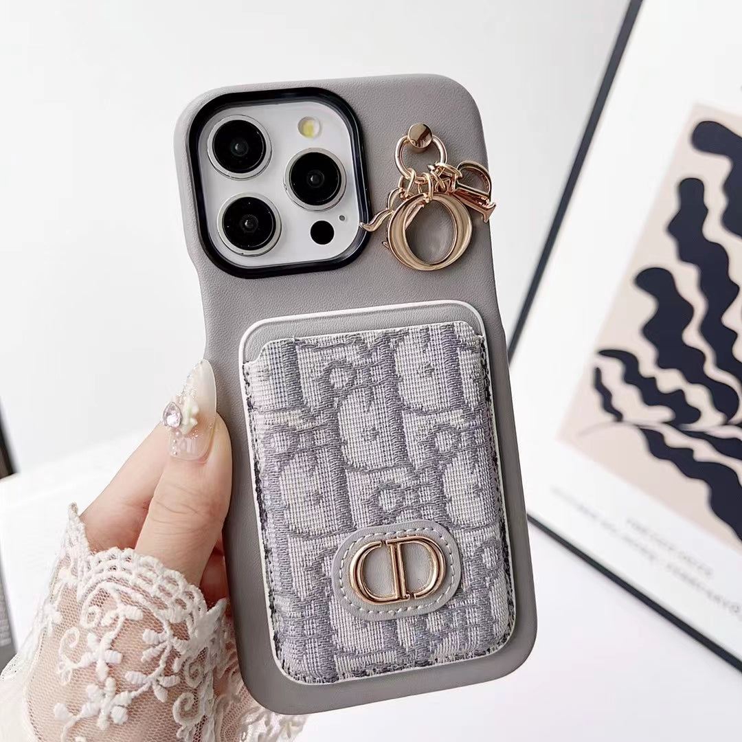 Christian Dior iPhone Case Card Slot for 12 13 14 15 Pro Max Plus