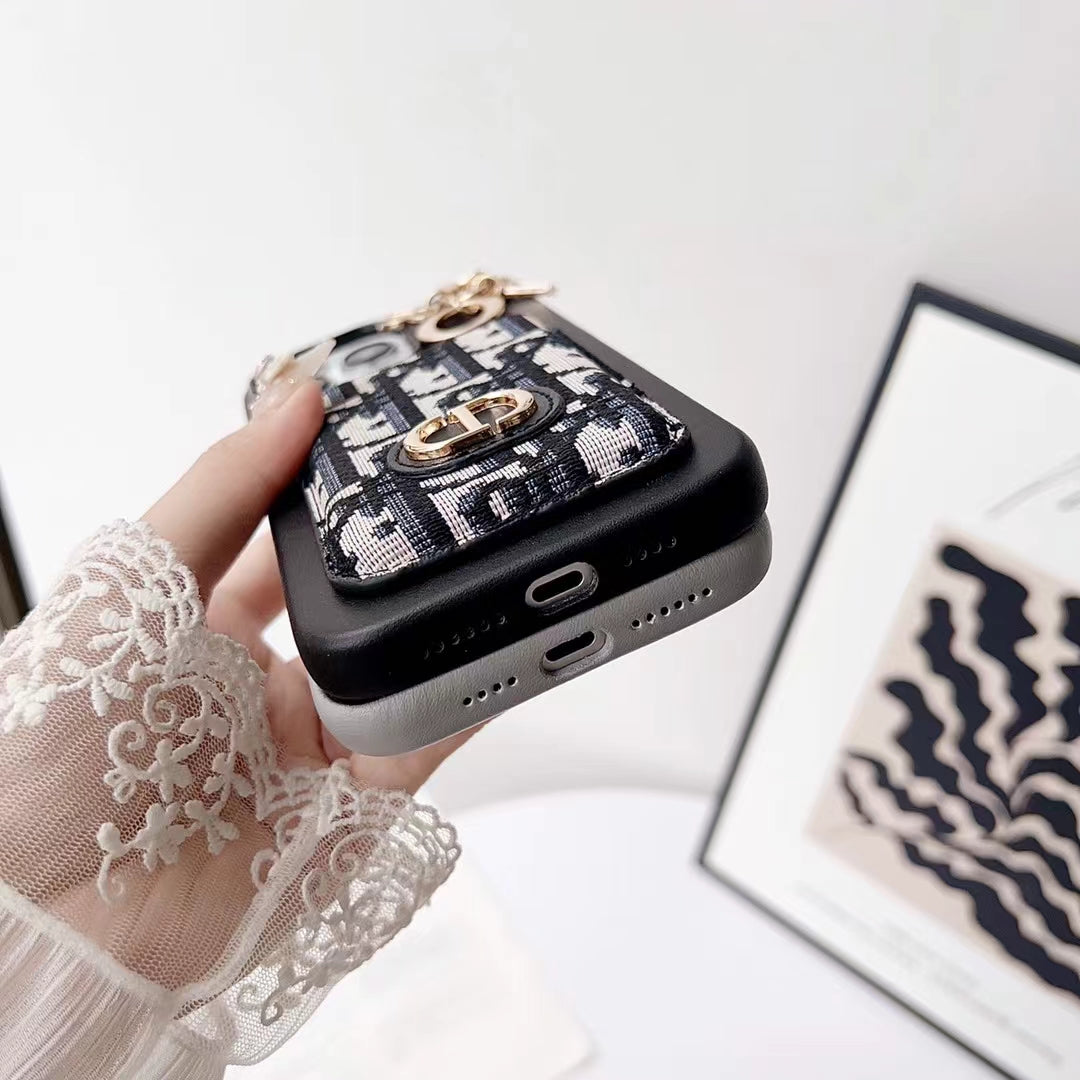 Christian Dior Iphone Case Card Slot For 12 13 14 15 Pro Max Plus Models / 18 Pro / 18 Pro Max