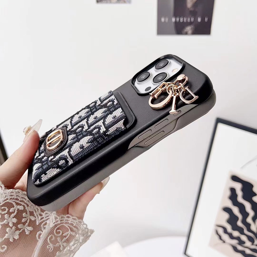 Christian Dior Iphone Case Card Slot For 12 13 14 15 Pro Max Plus Models / 18 Pro / 18 Pro Max