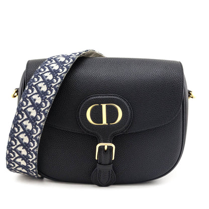 Dior Black Grained Calfskin Large Bobby Flap Bag