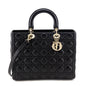 Dior Black Lambskin Cannage Large Lady Dior Bag