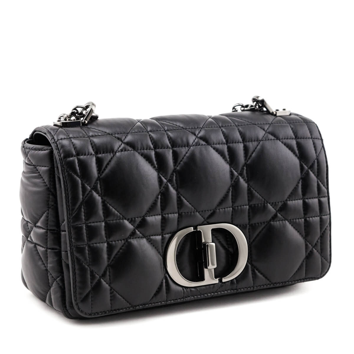 Dior Black Lambskin Quilted Macrocannage Medium Caro Bag