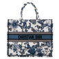 Dior Blue Canvas Embroidered Butterfly 2023 Large Book Tote