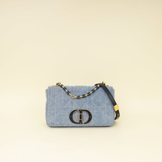 Dior Caro Cannage Blue Shoulder Bag Style 2