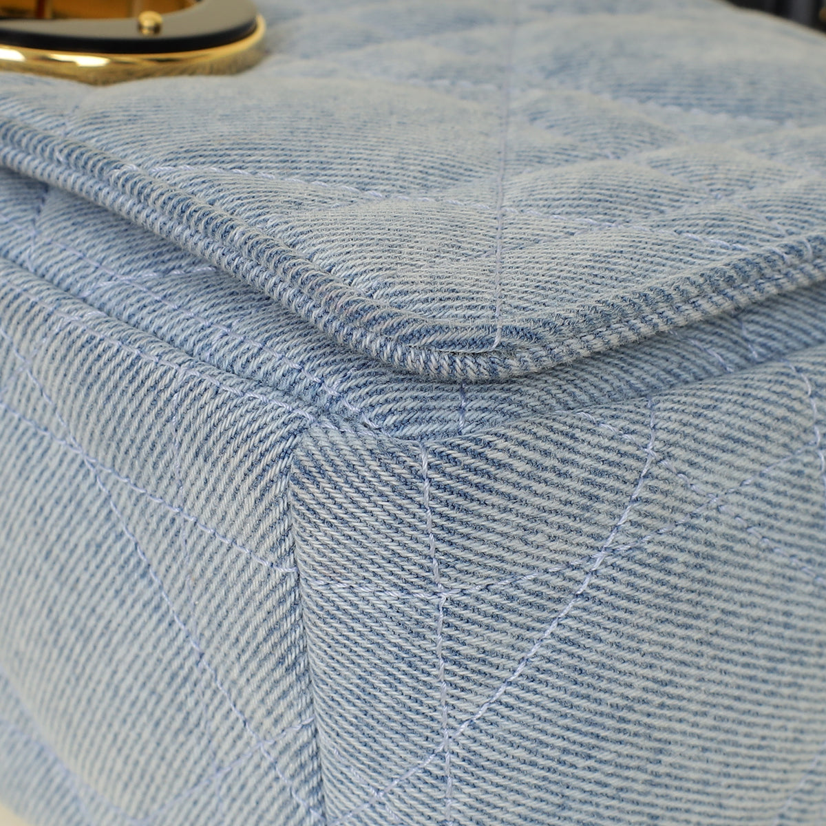 Christian Dior Blue Denim Macrocannage Medium Caro Bag