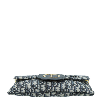 Christian Dior Blue Oblique Diordouble Chain Clutch Bag