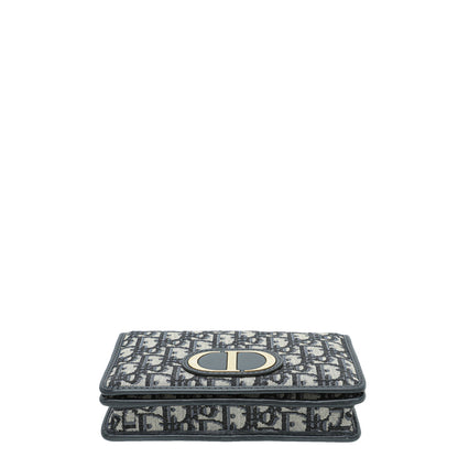 Christian Dior Navy Blue 30 Montaigne Oblique 2 Way Chain Pouch