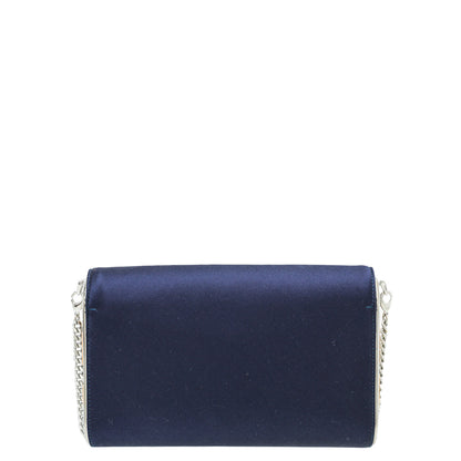 Christian Dior Blue Satin Cd Logo Box Clutch
