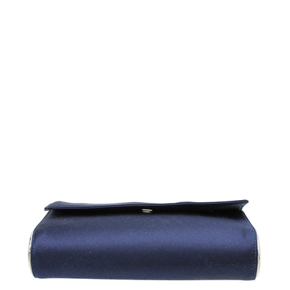 Christian Dior Blue Satin Cd Logo Box Clutch