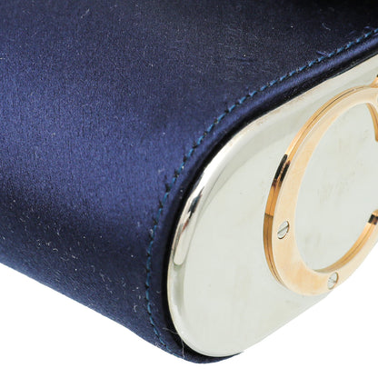 Christian Dior Blue Satin Cd Logo Box Clutch