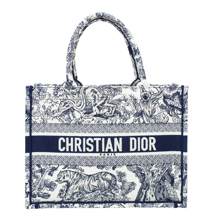 Christian Dior Bicolor Toile De Jouy Embroidery Book Tote Medium Bag