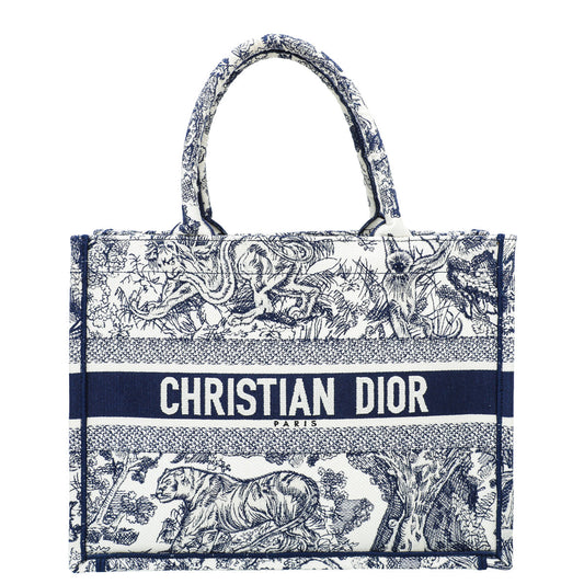 Christian Dior Bicolor Toile De Jouy Embroidery Book Tote Medium Bag