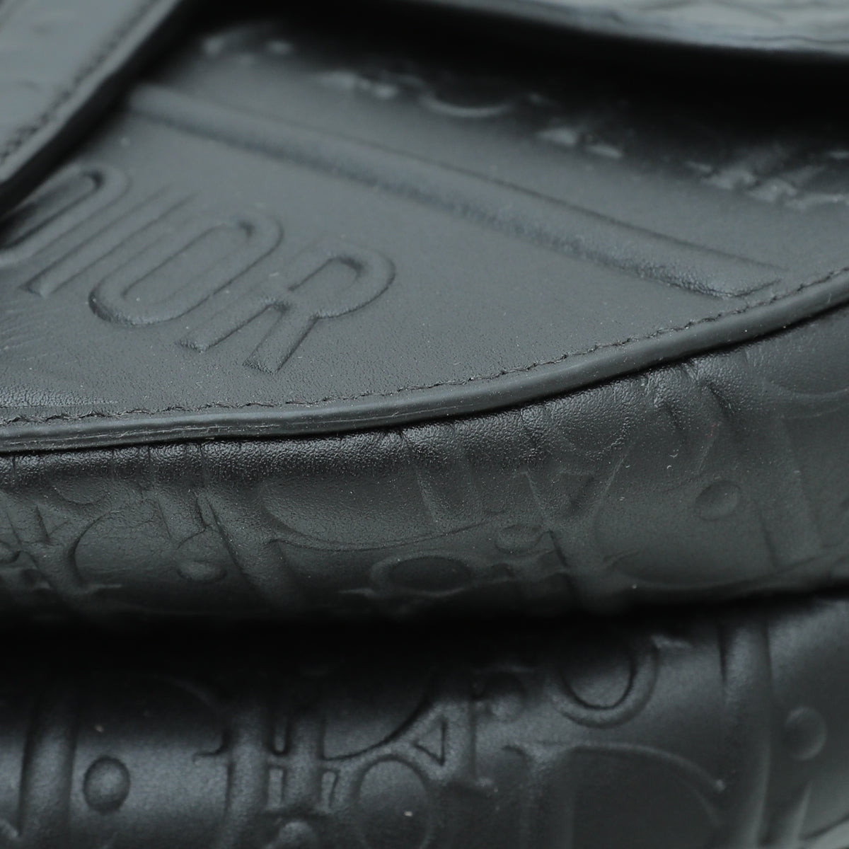 Christian Dior Black Oblique Embossed Saddle Medium Bag
