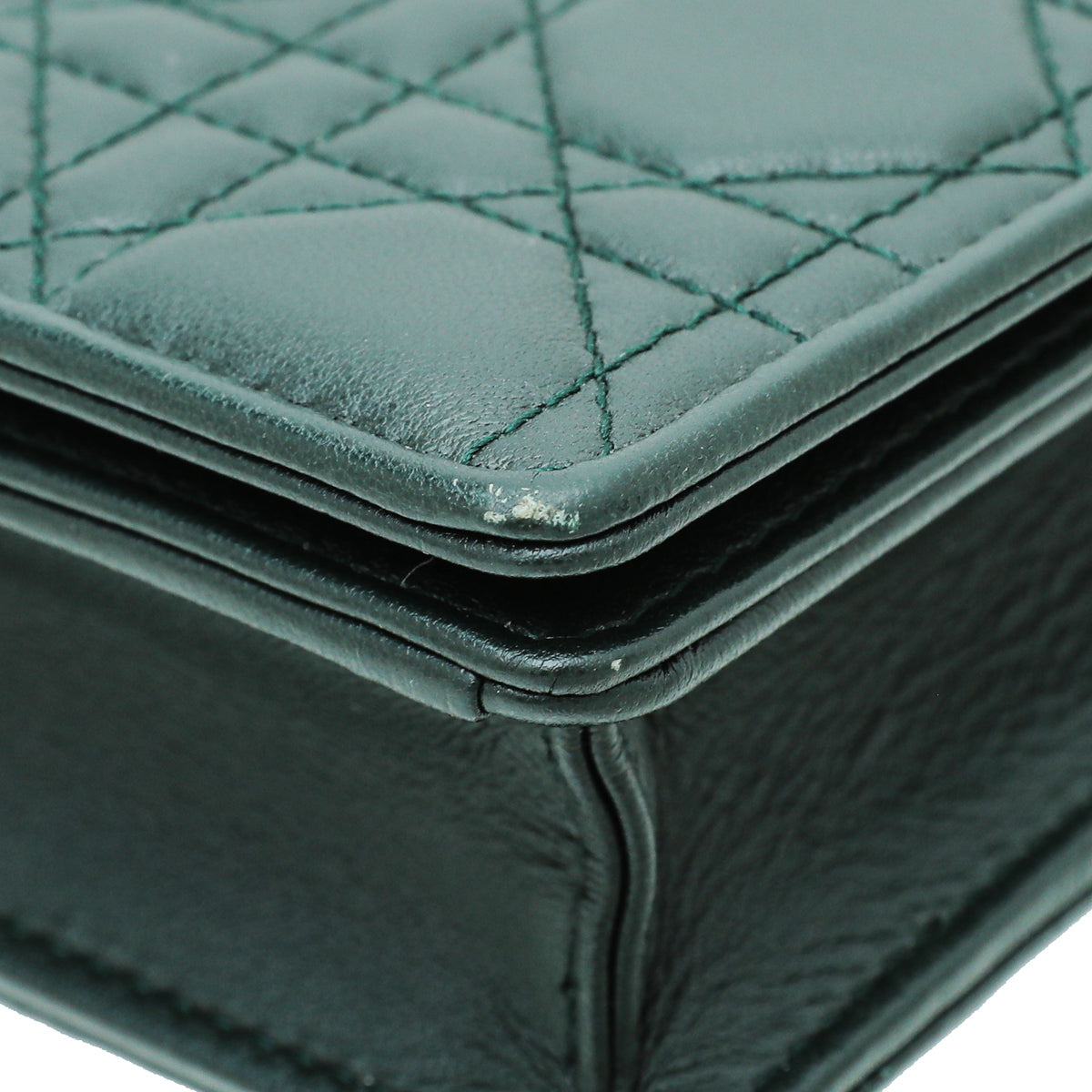 Christian Dior Forest Green Lady Dior Chain Pouch