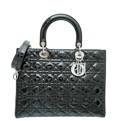 Dior Lady Dior Leather Handbag Black