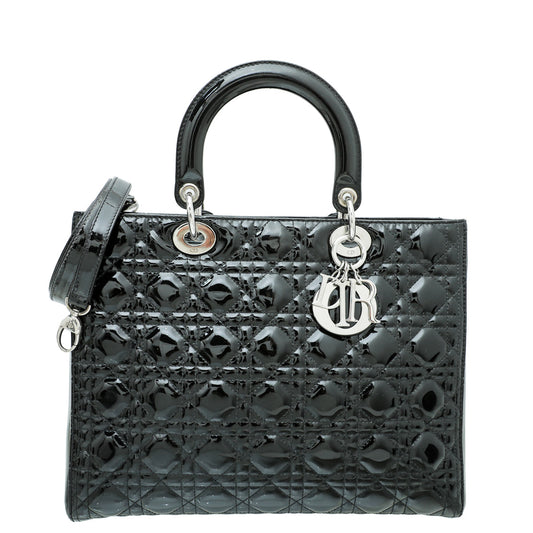 Dior Lady Dior Leather Handbag Black