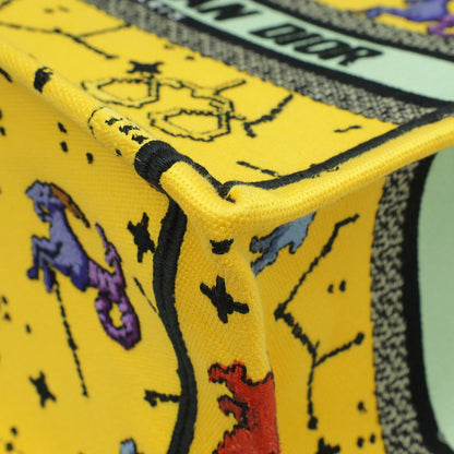 Christian Dior Yellow Multicolor Pixel Zodiac Embroidered Book Tote Small Bag