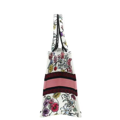 Christian Dior White Multicolor Book Tote Florilegio Embroidery Small Bag