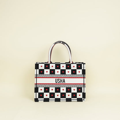 Christian Dior Tricolor Dioramour D-Chess Heart Book Medium Tote Bag