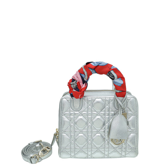 Dior Luxury Leather Handbag Silver