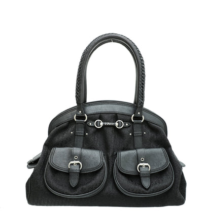 Christian Dior Black Monogram My Dior Frame Pocket Satchel Bag