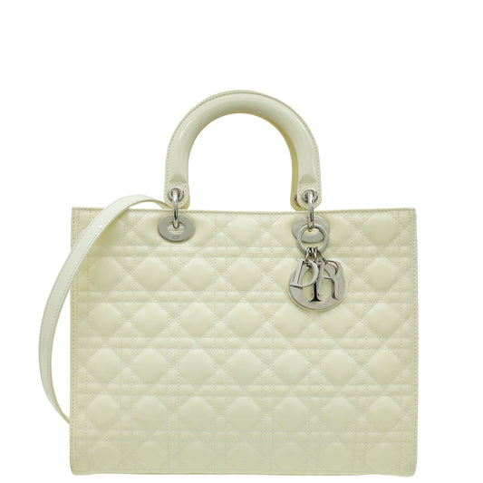 Christian Dior White Lady Dior Large Bag