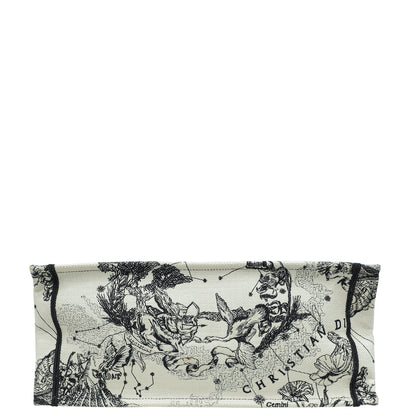 Christian Dior Bicolor Toile De Jouy Zodiac Embroidery Book Tote Large Bag