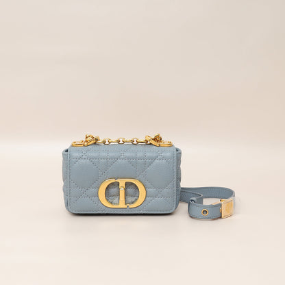 Christian Dior Blue Cannage Micro Caro Bag