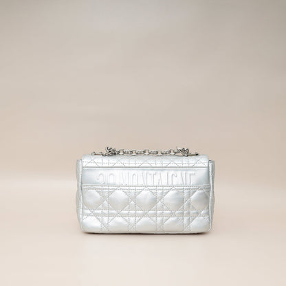 Christian Dior Metallic Silver Small Dior Caro Bag