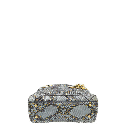 Christian Dior Bicolor Python Cannage Supple Lady Dior Mini Bag