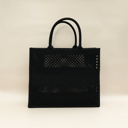 Christian Dior Black Mesh Embroidered Large Book Tote Large Bag