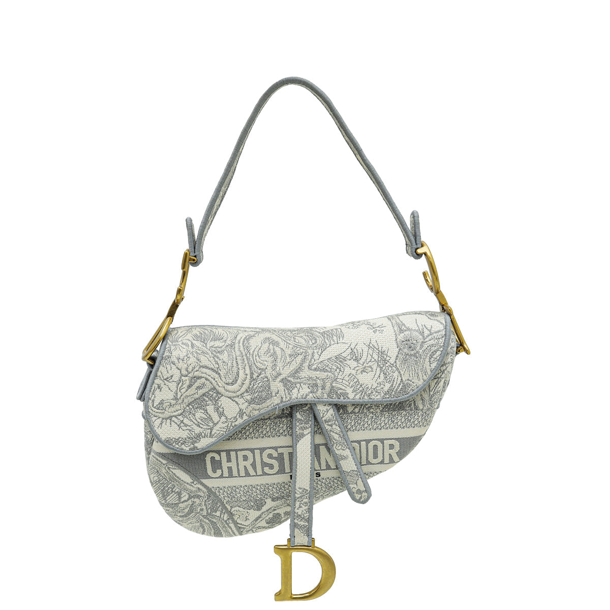 Dior Saddle Leather Crossbody Grey