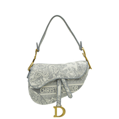 Dior Saddle Leather Crossbody Grey