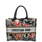 Christian Dior Black Multicolor Camouflage Flowers Embroidered Book Tote Medium Bag