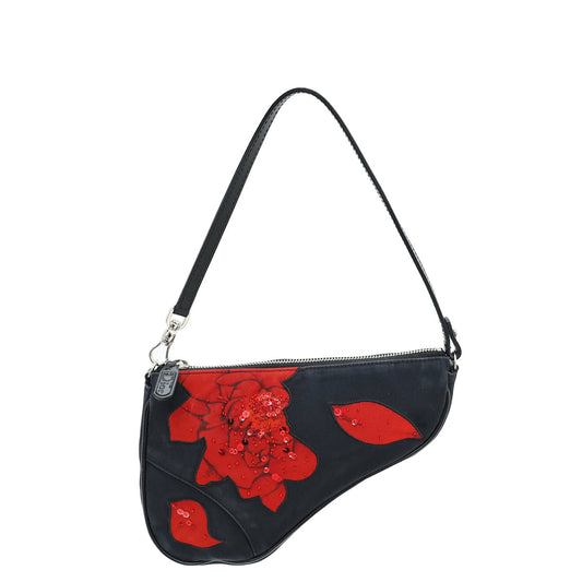 Christian Dior Bicolor Ltd Ed Flower Sequins Saddle Bag