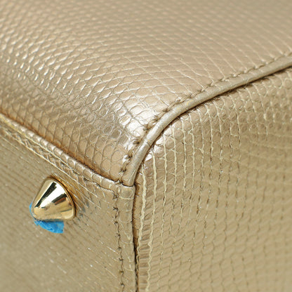 Christian Dior Metallic Champagne Lizard Lady Dior Small Bag