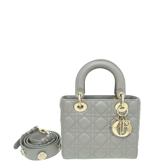 Dior Lady Dior Leather Handbag Grey