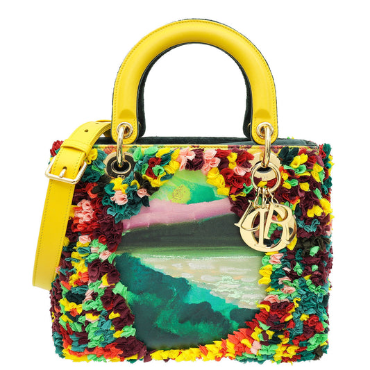 Christian Dior Yellow Multicolor L E Shara Hughes Lady Dior Medium Bag