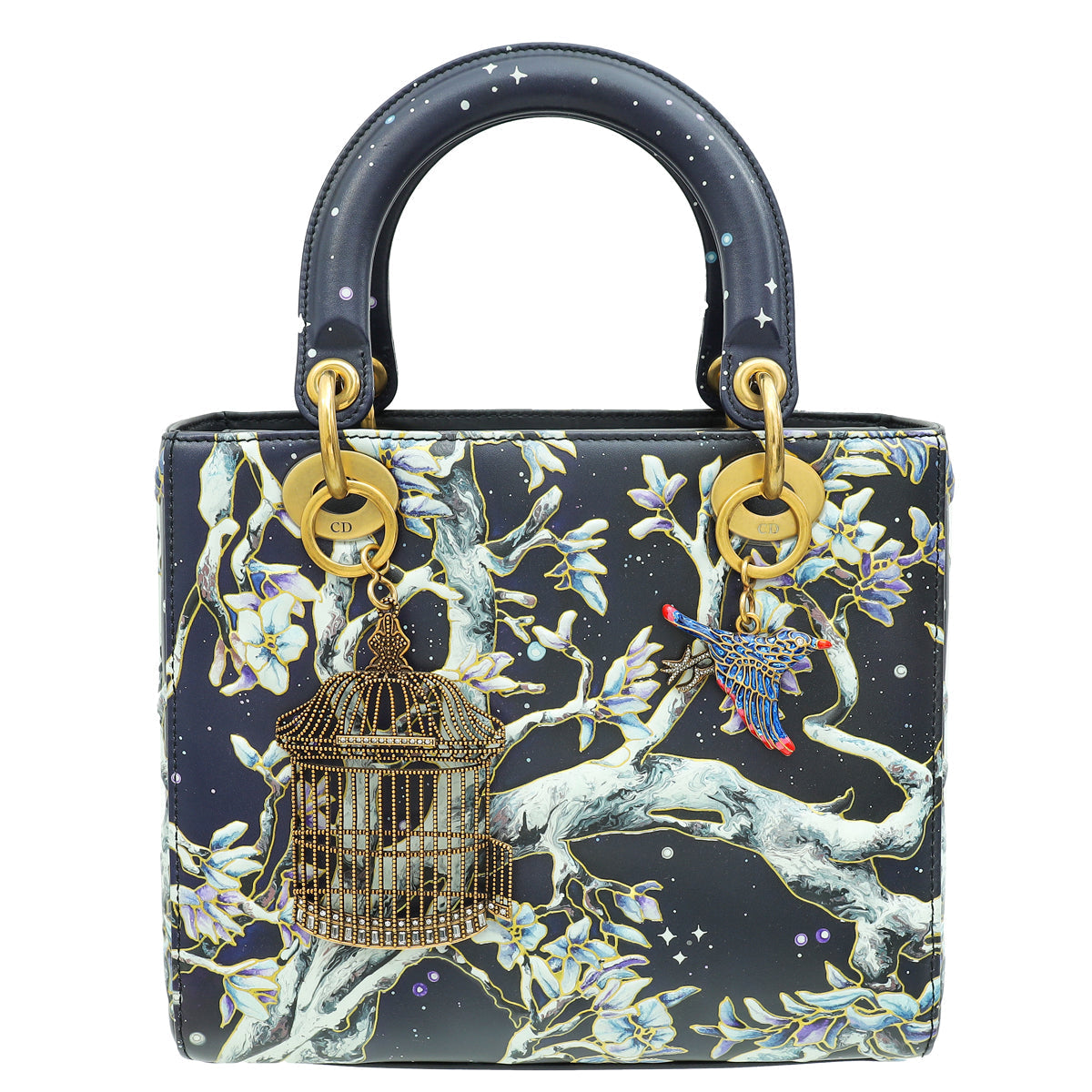 Christian Dior Dark Blue L E Lady Dior Raqib Shaw Medium Bag