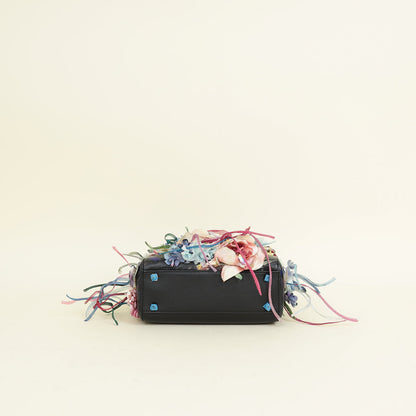 Christian Dior Black Multicolor Lady Dior X Gigi Sue Flower Beads Mini Bag