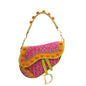 Christian Dior Multicolor L E Pom Pom Embellished Saddle Medium Bag