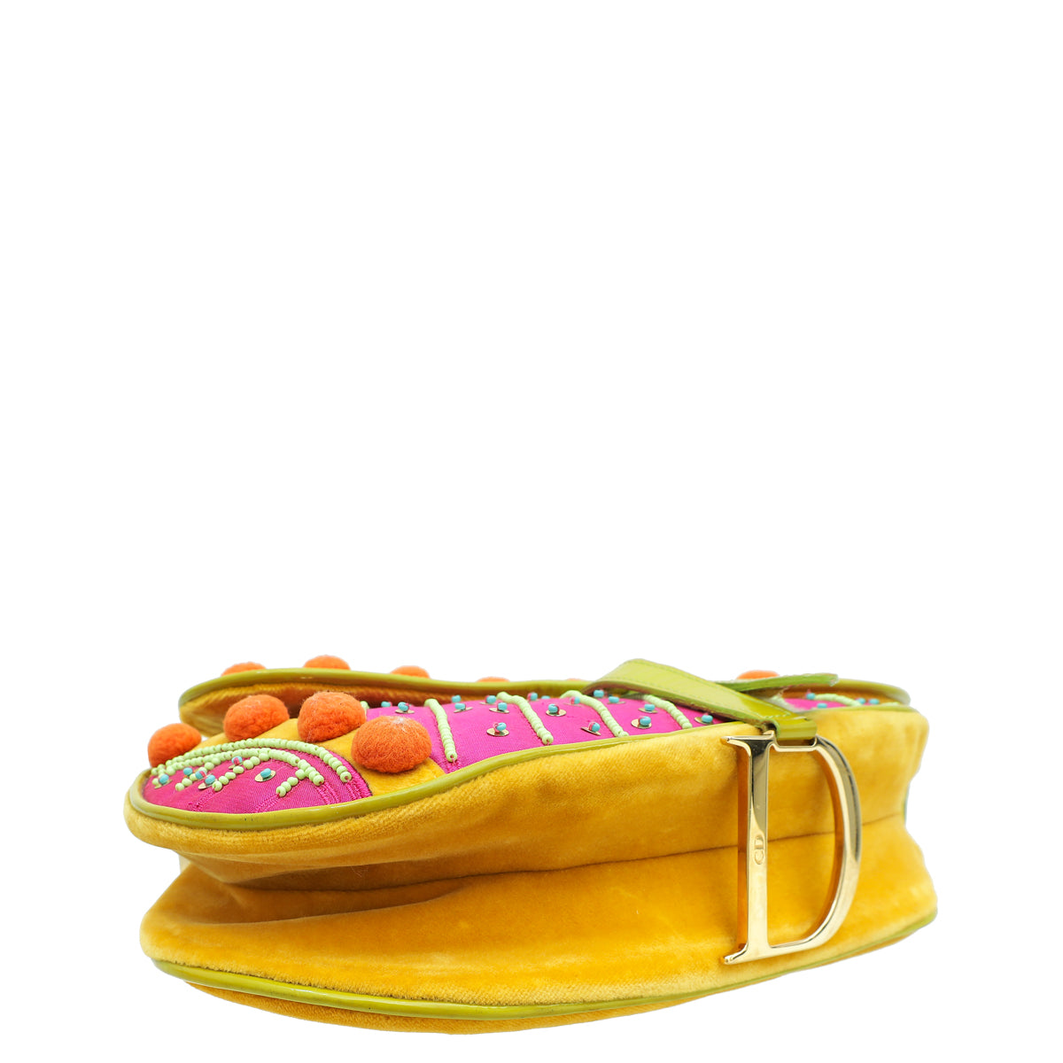 Christian Dior Multicolor L E Pom Pom Embellished Saddle Medium Bag