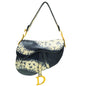 Christian Dior Navy Blue Python Saddle Medium Bag