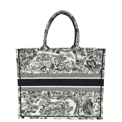 Christian Dior Toile De Jouy Embroidery Book Tote Large Bag