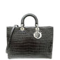 Christian Dior Dark Grey Crocodile Haute Maroquinerie Lady Dior Xl Bag