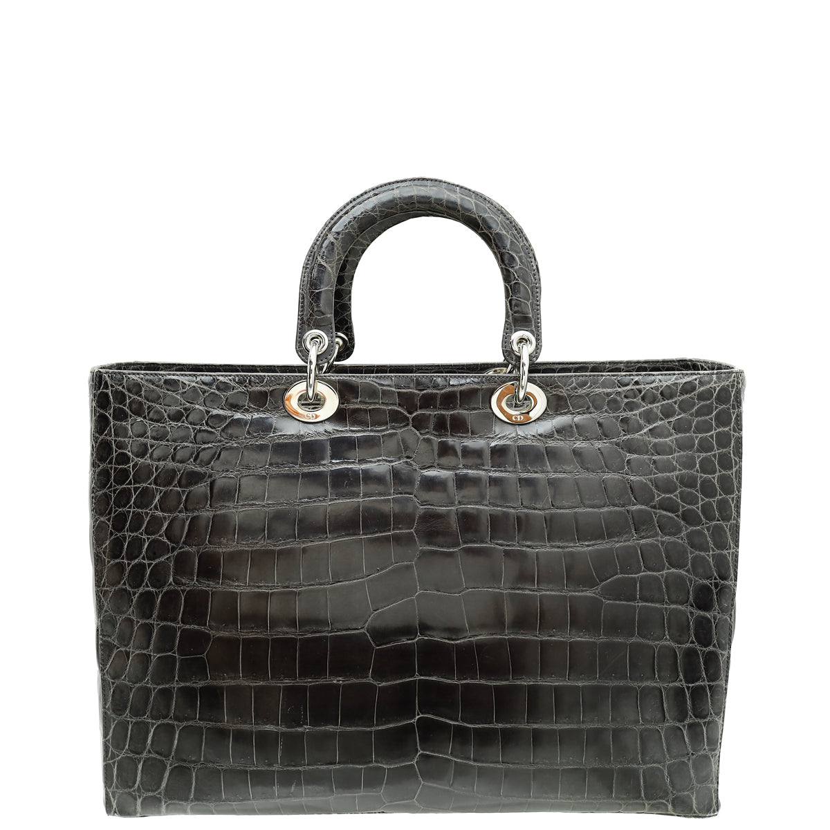 Christian Dior Dark Grey Crocodile Haute Maroquinerie Lady Dior Xl Bag